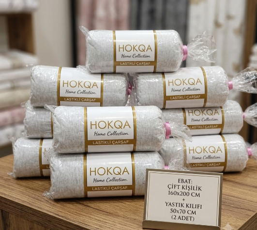 çift kişilik gri Lastikli Çarşaf Takımı (Yastıklı) Çift Kişilik 160*200 cm (Gri) - Görsel 1